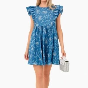 NWT Tuckernuck Hyacinth House Chambray Vine Floral Gabi Mini Dress Size XXL